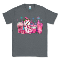 Charcoal Heather pink christmas snowman coffee cups Classic Tee - MaliasSmallBusiness
