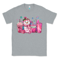 Heather Grey pink christmas snowman coffee cups Classic Tee - MaliasSmallBusiness