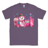 Lavender pink christmas snowman coffee cups Classic Tee - MaliasSmallBusiness