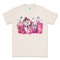 Natural pink christmas snowman coffee cups Classic Tee - MaliasSmallBusiness