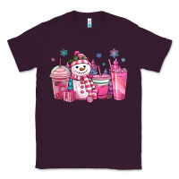 Plum pink christmas snowman coffee cups Classic Tee - MaliasSmallBusiness