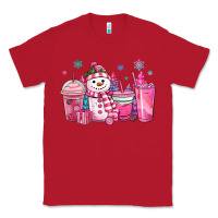 Red pink christmas snowman coffee cups Classic Tee - MaliasSmallBusiness
