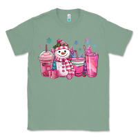 Sage pink christmas snowman coffee cups Classic Tee - MaliasSmallBusiness