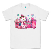 White pink christmas snowman coffee cups Classic Tee - MaliasSmallBusiness