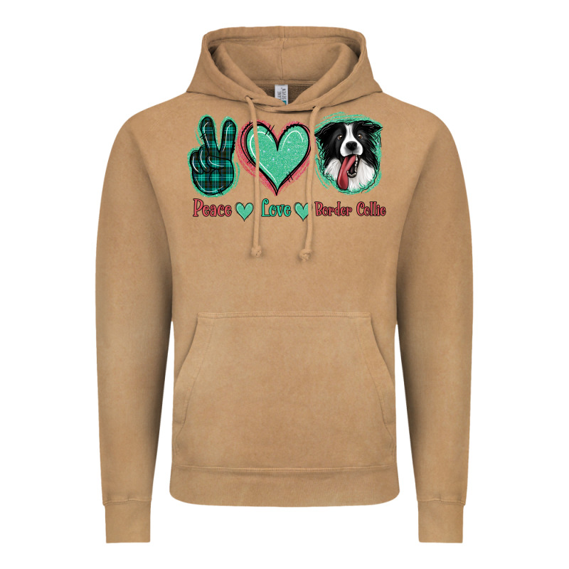 Peace Love Border Collie Vintage Hoodie by Jasminsmagicworld | Teevron