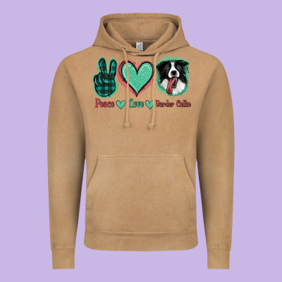 Peace Love Border Collie Vintage Hoodie Designed By Jasminsmagicworld