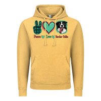 Vintage Mustard Peace Love Border Collie Vintage Hoodie - Jasminsmagicworld