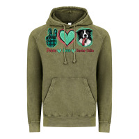 Vintage Olive Peace Love Border Collie Vintage Hoodie - Jasminsmagicworld