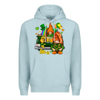 Blue Mist St. Patrick's Day gnomies with heart Premium Hoodie - HowdyJamesFarm