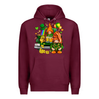 Burgundy St. Patrick's Day gnomies with heart Premium Hoodie - HowdyJamesFarm