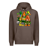 Coffee St. Patrick's Day gnomies with heart Premium Hoodie - HowdyJamesFarm