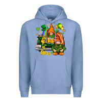 Colony Blue St. Patrick's Day gnomies with heart Premium Hoodie - HowdyJamesFarm