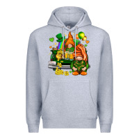Heather Grey St. Patrick's Day gnomies with heart Premium Hoodie - HowdyJamesFarm
