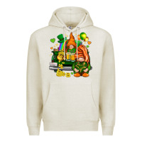 Oatmeal Heather St. Patrick's Day gnomies with heart Premium Hoodie - HowdyJamesFarm