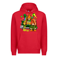 Red St. Patrick's Day gnomies with heart Premium Hoodie - HowdyJamesFarm