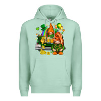 Seafoam St. Patrick's Day gnomies with heart Premium Hoodie - HowdyJamesFarm