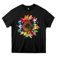 Black tie dye sunflower with cowhide Heavy Core Tee - Artiststas