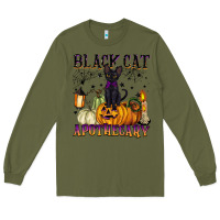 Army Green black cat apothecary Long Sleeve Tee - BarkalooDesign