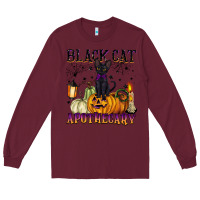 Burgundy black cat apothecary Long Sleeve Tee - BarkalooDesign