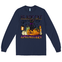 Navy black cat apothecary Long Sleeve Tee - BarkalooDesign