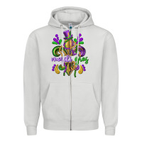 Dove Grey mardi gras fleur de lis Zipper Hoodie - CowGirlArtShop