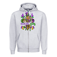 Heather Grey mardi gras fleur de lis Zipper Hoodie - CowGirlArtShop