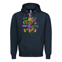 Navy mardi gras fleur de lis Zipper Hoodie - CowGirlArtShop