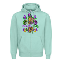 Seafoam mardi gras fleur de lis Zipper Hoodie - CowGirlArtShop