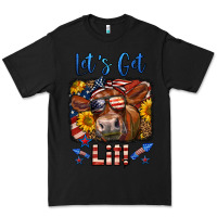 Black let's get lit 4th of july cow Premium Tee - LillyAllenDesigns