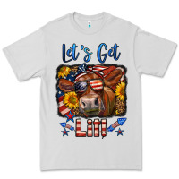 Dove Grey let's get lit 4th of july cow Premium Tee - LillyAllenDesigns