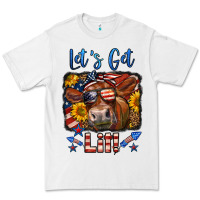 White let's get lit 4th of july cow Premium Tee - LillyAllenDesigns