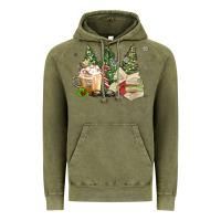 Vintage Olive christmas coffee and book Vintage Hoodie - MaliasSmallBusiness