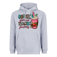 Heather Grey coffee gives me teacher powers Heavyweight Hoodie - OliviaCreatesArt