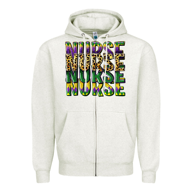 Nurse Mardi Gras Zipper Hoodie by CowGirlArtShop | Teevron