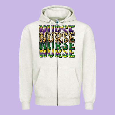 Nurse Mardi Gras Zipper Hoodie Designed By Cowgirlartshop