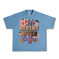 Pebble Blue life begins after coffee Urban Heavy Tee - JahusDesignShop