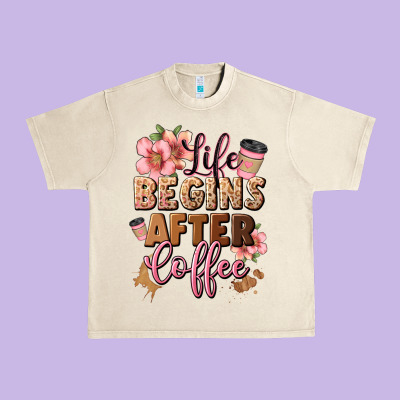 Life Begins After Coffee Urban Heavy Tee Designed By Jahusdesignshop