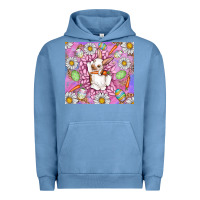 Pigment Pebble Blue Easter Bunny Urban Hoodie - CowhideDigitalArt