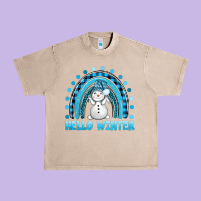 Hello Winter Rainbow With Snowman Bbs Urban Heavy Tee Designed By Bundleandbundleshop