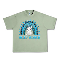 Oil Green hello winter rainbow with snowman bbs Urban Heavy Tee - BundleAndBundleShop