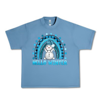 Pebble Blue hello winter rainbow with snowman bbs Urban Heavy Tee - BundleAndBundleShop