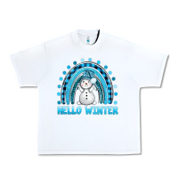 White hello winter rainbow with snowman bbs Urban Heavy Tee - BundleAndBundleShop