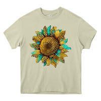 Mossy sunflower with leopard and turquoise Heavy Core Tee - Artiststas
