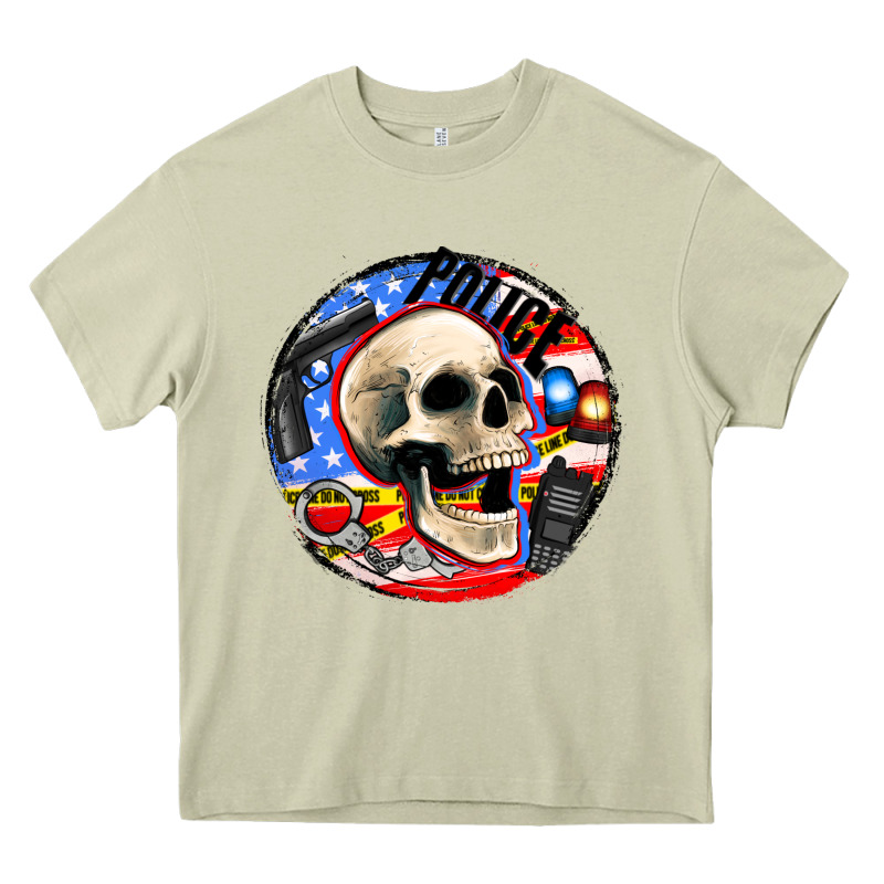 Police Skull And Police Equipment Heavy Core Tee by AdoDesignShop | Teevron