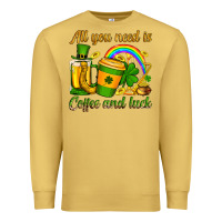 Antique Gold St. Patrick's All you need is coffee and luck Premium Sweatshirt - OliviaCreatesArt