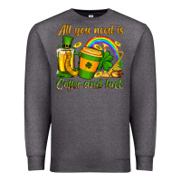 Charcoal Heather St. Patrick's All you need is coffee and luck Premium Sweatshirt - OliviaCreatesArt