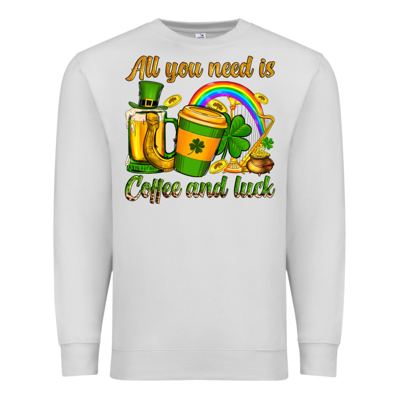 St. Patrick's All You Need Is Coffee And Luck Premium Sweatshirt by OliviaCreatesArt | Teevron