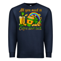 Navy St. Patrick's All you need is coffee and luck Premium Sweatshirt - OliviaCreatesArt