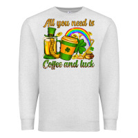 Oatmeal Heather St. Patrick's All you need is coffee and luck Premium Sweatshirt - OliviaCreatesArt