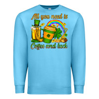 Ocean Blue St. Patrick's All you need is coffee and luck Premium Sweatshirt - OliviaCreatesArt